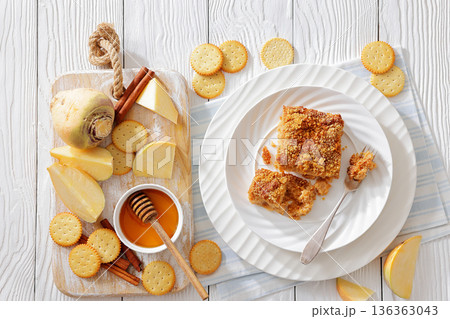 finnish rutabaga bake on a white plate finnish rutabaga bake on a white plate 136363043