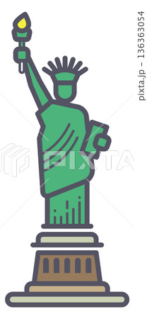 Statue of liberty color icon. Us travel landmark 136363054
