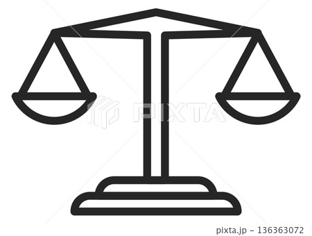 Justice sign. Vintage scales. Libra line symbol 136363072