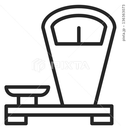 Mechanical scales. Retail weight measuring tool icon 136363073
