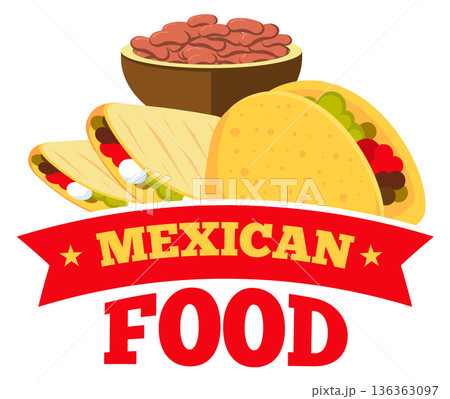 Mexican restaurant label. Fast food cartoon logo 136363097