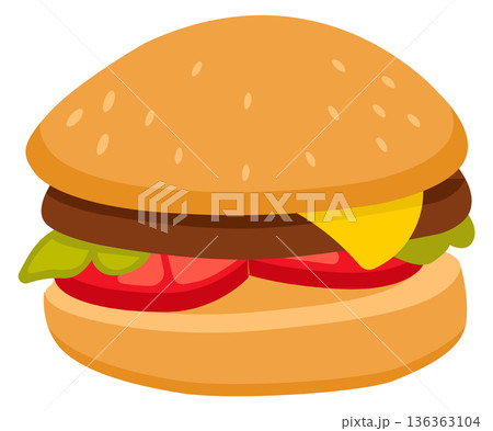 Hamburger cartoon icon. Tasty burger. Dinner menu Hamburger cartoon icon. Tasty burger. Dinner menu 136363104