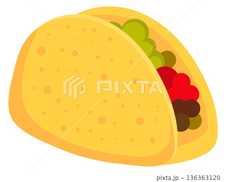 Taco cartoon icon. Mexican fast food symbol Taco cartoon icon. Mexican fast food symbol 136363120