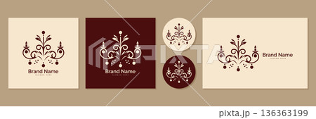 Luxury chandelier logo design set for interior decor brand vector illustration. Luxury chandelier logo design set for interior decor brand vector illustration. 136363199