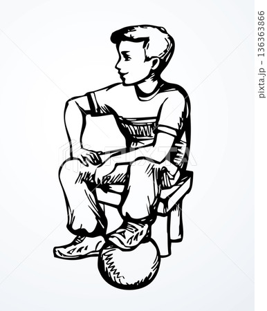 Vector drawing. Boy with ball Vector drawing. Boy with ball 136363866