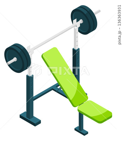 Weight lifting bench isometric icon. Gym equipment Weight lifting bench isometric icon. Gym equipment 136363931