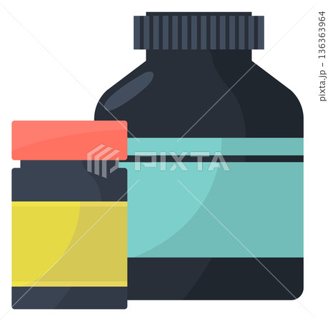 Medical bottles color icon. Drug jars symbol Medical bottles color icon. Drug jars symbol 136363964