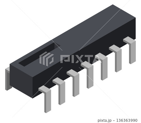 Semiconductor isometric element. Chip icon. Cartoon component 136363990