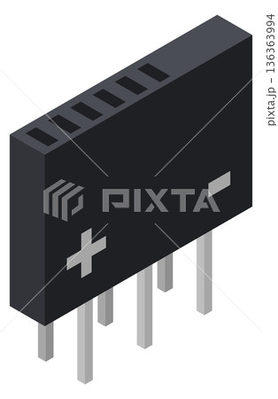 Microchip power element. Tech battery isometric icon 136363994