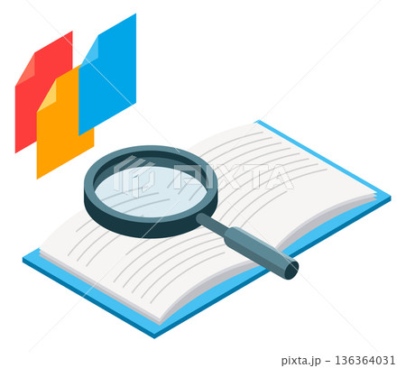 Reading and learning isometric icon. Knowledge color symbol 136364031