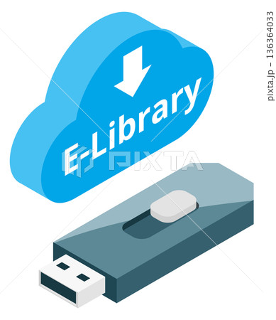 E-library storage icon. Isometric usb flash drive 136364033