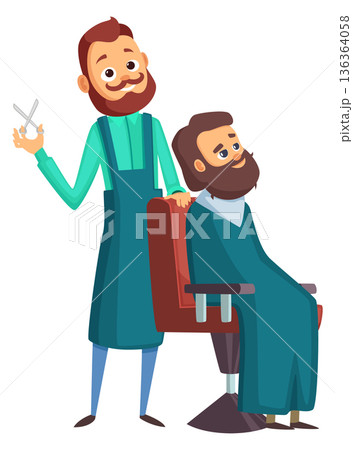 Barber work with client. Male hair stylist character 136364058
