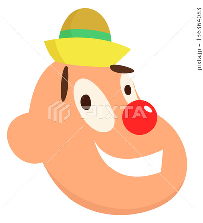 Smiling clown head. Funny avatar. Expressive face Smiling clown head. Funny avatar. Expressive face 136364083