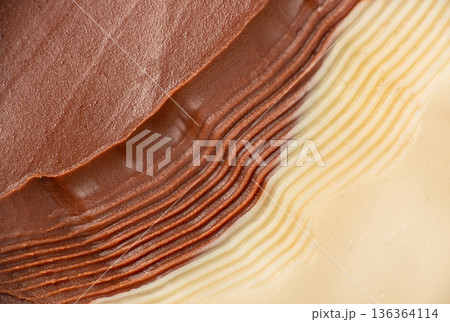 Chocolate cream texture background with dark and white layers 136364114