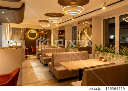 Modern empty restaurant interior 136364230