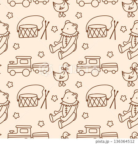 Cute beige Teddy Bear Seamless Pattern 136364512