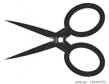 Scissors black icon. Cutting tool. Crop instrument Scissors black icon. Cutting tool. Crop instrument 136364522