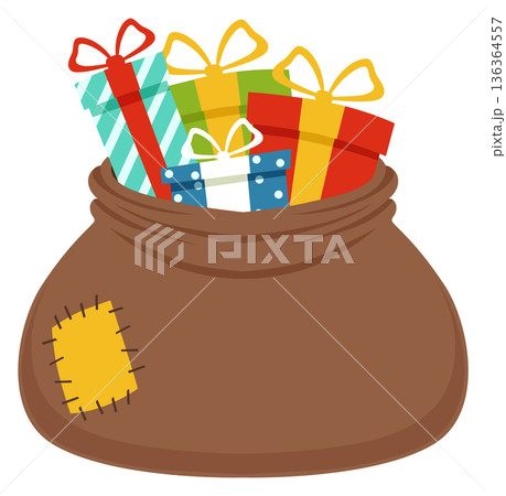 Present sack. Gift box bag cartoon icon 136364557