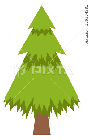 Green pine tree. Evergreen forest nature icon 136364581