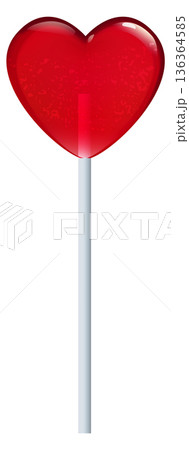 Heart lollipop mockup. Red sweet romantic candy 136364585