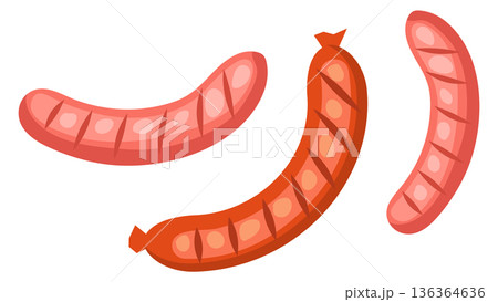 Grilled sausages cartoon icon. Tasty hot dog ingredient 136364636