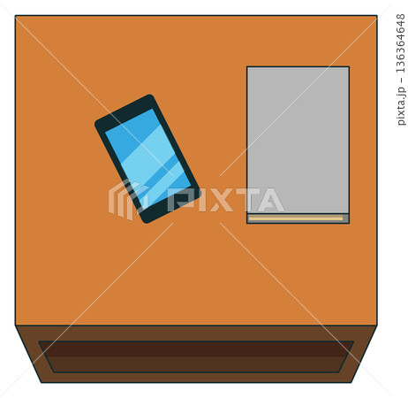 Nightstand top view. Bedside table. Bedroom furniture 136364648