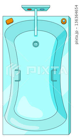 Bathtub top view. Bathroom furniture. Water bath 136364654