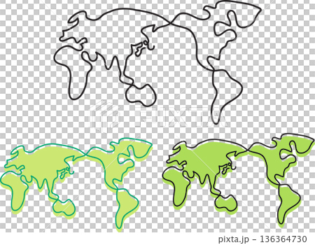世界地図ひとふで 136364730