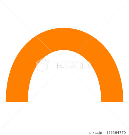Orange geometric round vector arch shape, half of ring, paper cut out shape, abstract kids scribble circle part figure 136364770