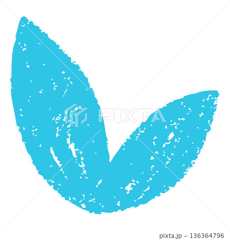 Blue two leaves silhouette or petal shape crayon texture, paper cut shape, vector abstract nature element pencil texture Blue two leaves silhouette or petal shape crayon texture, paper cut shape, vector abstract nature element pencil texture 136364796
