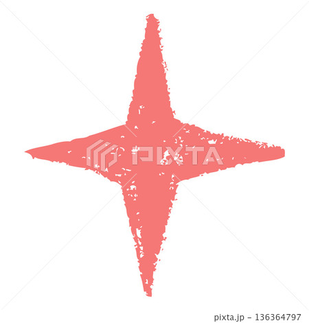 A pink, childish pencil drawing of a four-pointed star in grunge style. A pink, childish pencil drawing of a four-pointed star in grunge style. 136364797