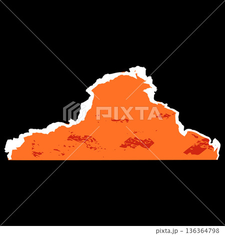 Cut out of orange paper shape with crayon painting pattern and torn edge paper piece, vector abstract childish strips Cut out of orange paper shape with crayon painting pattern and torn edge paper piece, vector abstract childish strips 136364798