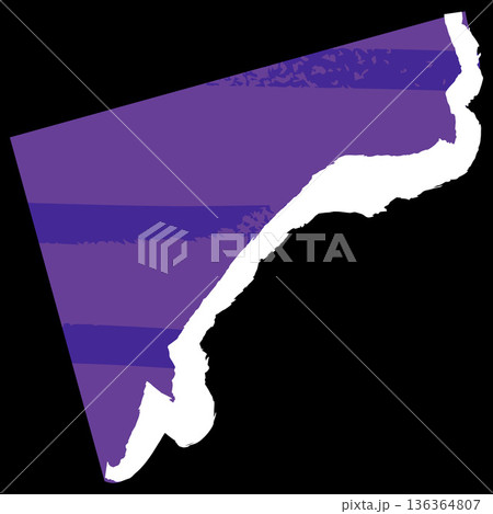 An abstract torn piece of purple paper with stripes and a jagged edge. 136364807