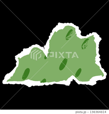 Cut out of green paper random shape with crayon painting dotted pattern and torn edge paper piece vector childish strips Cut out of green paper random shape with crayon painting dotted pattern and torn edge paper piece vector childish strips 136364814
