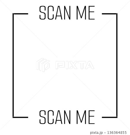 Scan Me QR code placeholder frame, viewfinder black thin line square with space for QR code vector sticker template 136364855