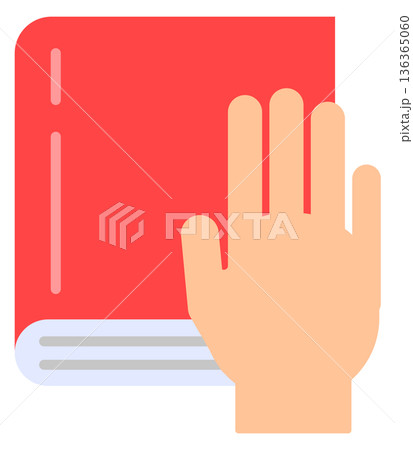 Pledge color icon. Holy book hand oath 136365060