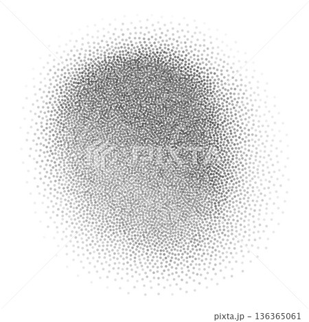 A circular gradient noise shape made of gray dots. Y2K style. 136365061
