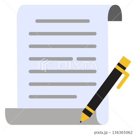 Agreement signing color icon. Document paper and pen Agreement signing color icon. Document paper and pen 136365062