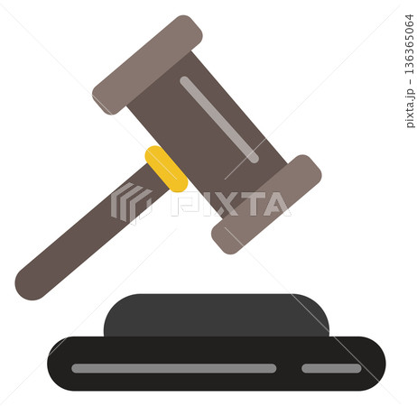 Judge hammer color icon. Court gavel symbol 136365064