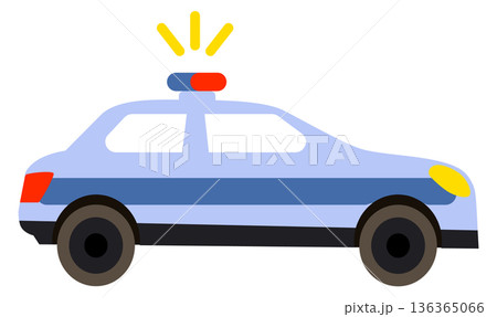 Patrol car. Police auto with siren light color icon 136365066