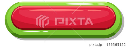 Red button template. Cartoon game glossy element Red button template. Cartoon game glossy element 136365122