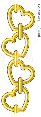Heart link chain. Romantic golden metallic connection Heart link chain. Romantic golden metallic connection 136365124