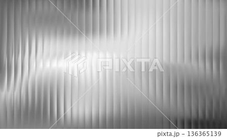 Ribbed metal glass with 3D texture effect, abstract fluted panel vector background, striped gradient and ripple blur 136365139