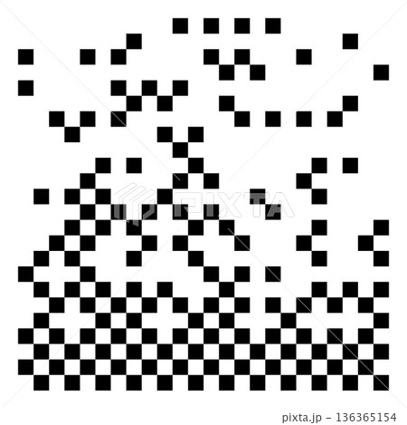 Mosaic checkerboard, seamless background with randomly arranged black squares. 136365154