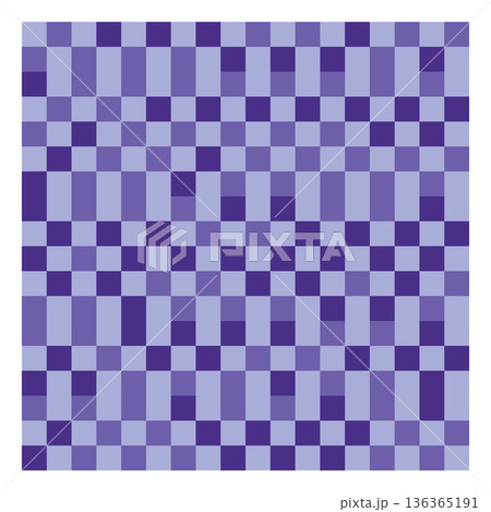 Checkered seamless pattern, abstract distorted square blue monochrome background, irregular geometric vector design 136365191