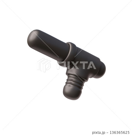 3D icon of a black police baton, security equipment. 136365625