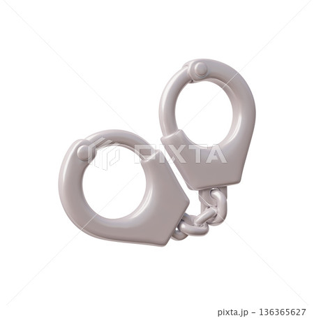 Handcuffs 3D icon, vector cartoon police law gear, justice handcuff, prison criminal sign, police security equipment 136365627
