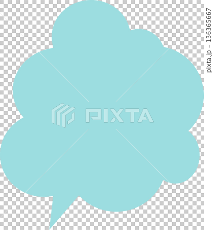 もくもくした水色のいびつな吹き出し 136365667