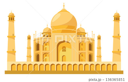Taj mahal icon. Famous indian cartoon palace 136365851