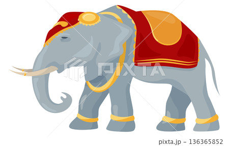 Elephant in traditional indian style. Cartoon animal icon Elephant in traditional indian style. Cartoon animal icon 136365852